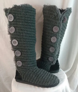 Muk Luks WOMEN'S Gray Acrylic Classic Knitted Sweater Tall Boots Size 8 WPL6134 - Picture 1 of 16