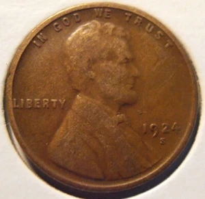 1924 S Lincoln Cent, VF (24SSA2) - Picture 1 of 5