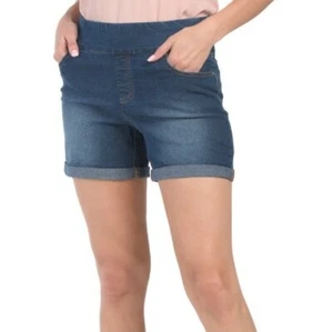 Pull on roll up cutoff shorts 4" inseam by Counterparts in Blue Jeans White Pink - Picture 1 of 5
