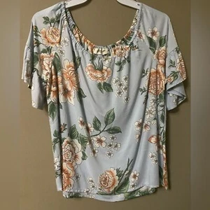 Angie’s Girls Floral Off Shoulder Top Blue Large XL NWT - Picture 1 of 7