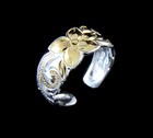 925 STERLING SILVER HAWAIIAN PLUMERIA FLOWER SCROLL YELLOW GOLD 2T TOE RING 8MM