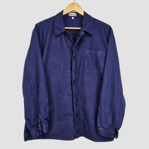 Abrigo vintage Lotus sarga francesa tarea azul de trabajo artesanal chaqueta azul L - Imagen 1 de 4
