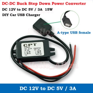 DC-DC Buck Step Down Volt Converter 9V-22V 12V 18V to 5V 3A 15W USB Charger Car - Picture 1 of 13