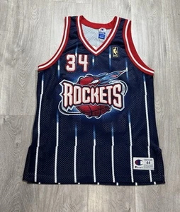 Vintage 50th Anniversary Gold Rockets Hakeem Olajuwon Champion Jersey Mens 48 - Picture 1 of 13