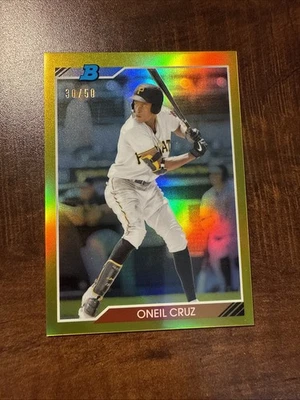 2020 BOWMAN HERITAGE CHROME GOLD REFRACTOR ONEIL CRUZ #30/50 92CP-OC Pirates - Image 1 of 2