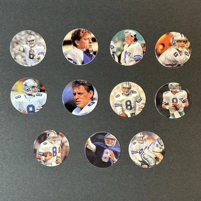 Troy Aikman #8 Dallas Cowboys POGS Milkcap 1993 Lot Of 11 Unique Poses RARE SET - Image 1 of 4