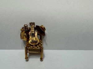 14k Gold Flamenco Guitar Chair Instruments Charm - Picture 1 of 10