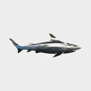 Metal Shark Wall Decor acciaio lucido rivestimento trasparente lucido. Piegato a mano per 3-fx - Foto 1 di 4