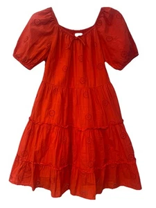 Girls Zara Red Eyelet Summer Sun Dress Size 13-14 - Picture 1 of 4