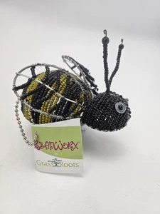 Beadworx Grass Roots Wire Beaded Bumble Bee Figurine With Tags - Picture 1 of 10