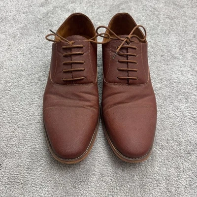 Ferro Aldo Garrett Leather Oxford Dress Shoes Mens 12 Brown Lace Up Formal Work - Image 1 of 4