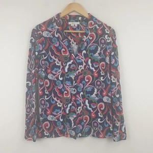 Boden Shirt Womens UK 12 Navy Multi Floral Paisley Jersey Mod Retro Casual Top - Picture 1 of 15