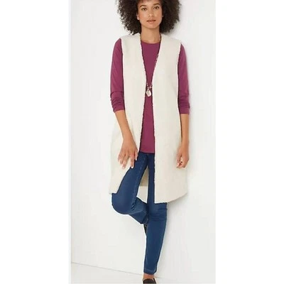Chaleco J. Jill Pure Jill Largo Peluche Imitación Piel de Oveja Crema Para Mujer L Sherpa Boho Nuevo con Etiquetas Foto 1 de 4