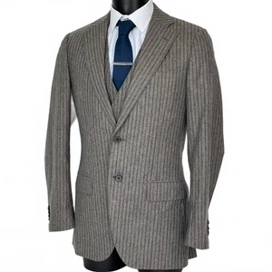 SuitSupply Guabello Blazer & Weste Kaschmir Wolle grau gestreift 40 L - Bild 1 von 11