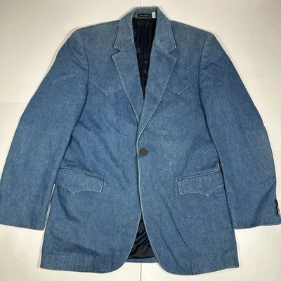 De Colección Circle S Hombres Denim Western Blazer Rancho Deporte Abrigo Chaqueta Azul Defecto Talla 40L Foto 1 de 4