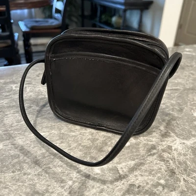 Bolsa pequena de couro preta vintage COACH #9935 "Hadley Zip" - alça encurtada - Imagem 1 de 4