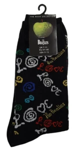 The Beatles Love Black Socks One Size UK 7-11 OFFICIAL - Picture 1 of 2