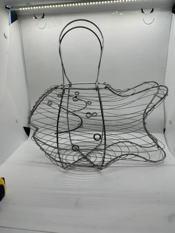 Fish Shape Silver Metal Wire basket With Handle Cover