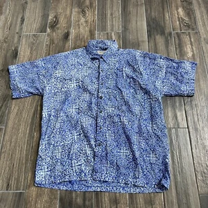 johari west hawaiian shirt button front blue coton XL swordfish - Picture 1 of 5