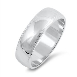 Sterling Silver 925 LADIES MENS WEDDING BAND DESIGN SILVER RING 6MM SIZES 5 to13