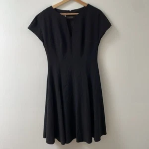 Anne Klein black career classic office shortsleeve A line flare dress, size 2 - Picture 1 of 12