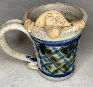 Hand Signed Heavy Pottery Troll Peeking Out Of Mug - Picture 1 of 12