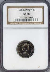 1988 Canada 5 Cents NGC SP68 Quality - Picture 1 of 2