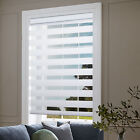 Cordless Window Roller Shades Free-Stop Dual Layer Zebra Blinds - 27"X72"