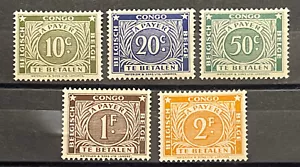 Estampillas de viaje: estampillas de franqueo belga del Congo Scott # J8-J12 como nuevas OG H - Imagen 1 de 5