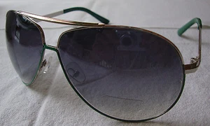 Pilotensonnenbrille schattiert grünes Gestell schwarze Gläser Damen Herren Farbverlauf - Bild 1 von 4