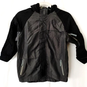 Cherokee Boys Hooded Jacket Covered Front Zip Close Gray Black Sz XS 4/5 #15778 - Picture 1 of 5