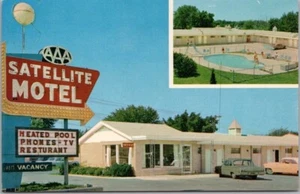 1960er Jahre SPRINGFIELD, Missouri Postkarte SATELLITENMOTEL Route 66 Straßenrand/Chrom - Bild 1 von 2