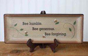 Primitive Decor Decorative Tray with Quote Bee Humble 13x5 inch - Picture 1 of 1
