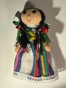 Mexikanische Fiesta handgefertigtes Kostüm 6 Zoll Stoffpuppe bunt Volkskunst Plüsch - Bild 1 von 21