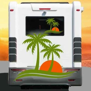 Pegatina palmera autocaravana caravana palmeras puesta de sol autocaravana móvil autocaravana - Imagen 1 de 4