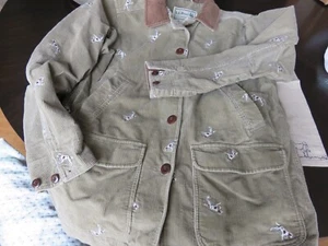 LL Bean Green Corduroy Barn Chore Coat Jkt W Hunting Dogs Sz M-RARE! EXC COND! - Picture 1 of 21