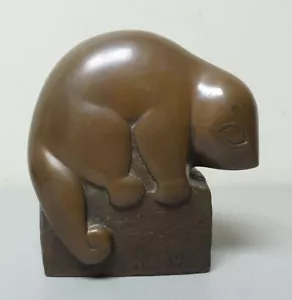 MID-CENTURY CAST BRONZE SCULPTURE, CUSCUS by MARIAN WEISBERG - POSSUM / OPOSSUM - Picture 1 of 10