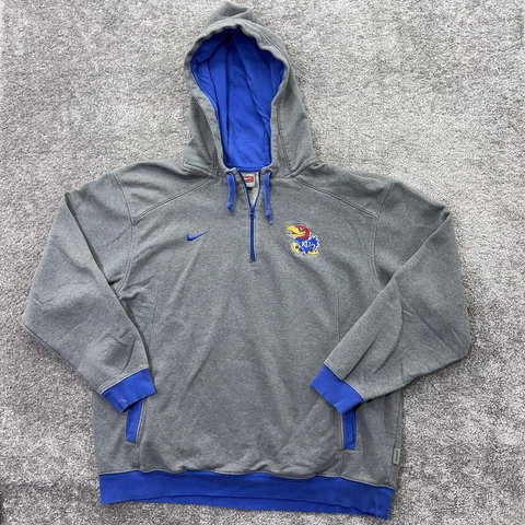 VINTAGE Kansas Jayhawks Hoodie Mens XXL Gray Pullover Sweatshirt Nike Team 2XL Cover