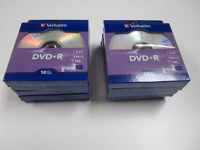 LOT Of  100 x New Verbatim DVD+R DVD (10 x 10-Pack) 4.7GB 16x Speed - W/Sleeves - Image 1 of 4
