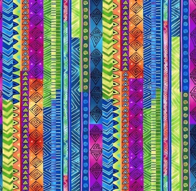 Laurel Burch Basic Multicolor Stripes Cotton Quilt Fabric By the Yard - Image 1 of 3