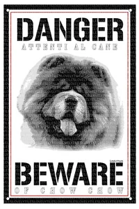 CHOW CHOW TARGA CARTELLO ATTENTI AL CANE BEWARE OF DANGER METALLO - Imagen 1 de 1
