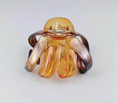 Brown octopus hair clip big spider barrette plastic claw jaw clamp clear ombre - Image 1 of 4