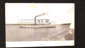 Winona Lake Indiana città di Varsavia piroscafo cartolina d'epoca 1908 - Foto 1 di 4