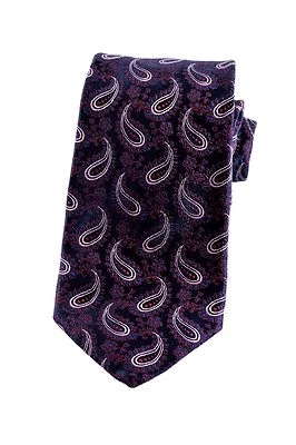 $150 NEW Hugo Boss Mens Italian Silk Purple & Black Paisley Dress Accessory Tie - Image 1 of 2