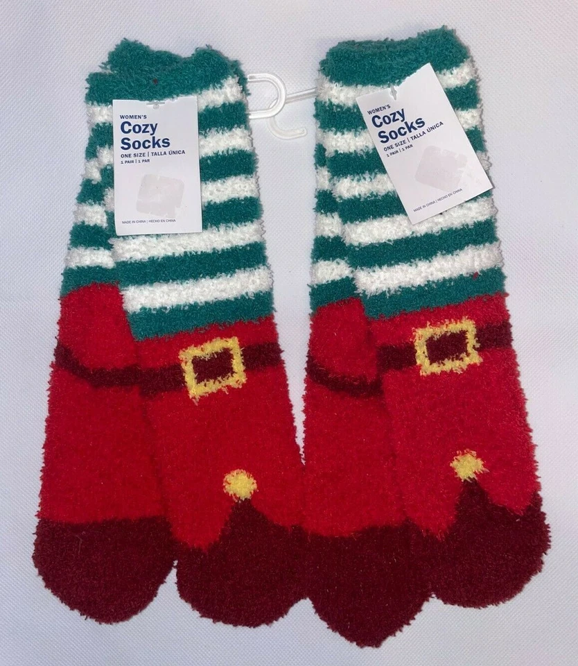 2 对 ONE SIZE FITS MOST OLD NAVY 女士 COZY SOCKS - CHRISTMAS ELF 鞋 — 第 1/1 张图片