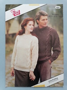 HIS'N'HERS ARAN-STYLE SWEATERS, 80-110, 10ply - KING COLE Knitting Pattern 7081 - Picture 1 of 3