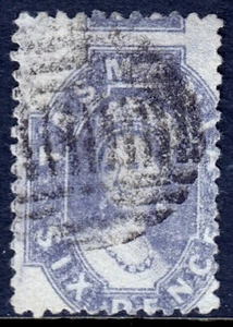 TASMANIA — SCOTT 32c (SG 75) — 1865-71 6d QV CHALÓN VIOLETA P12 — USADO — SCV $40 - Imagen 1 de 1