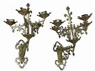 Pair Of Antique Arts And Crafts/Ecclesiastical Ormolu 4 Branch Wall Candelabra