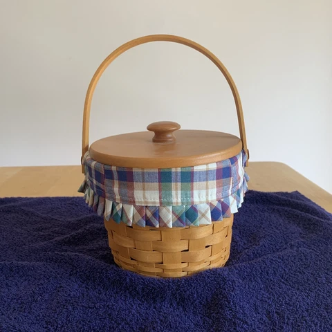 2000 Longaberger Measuring Basket W/ Lid, Liner And Protector Cover