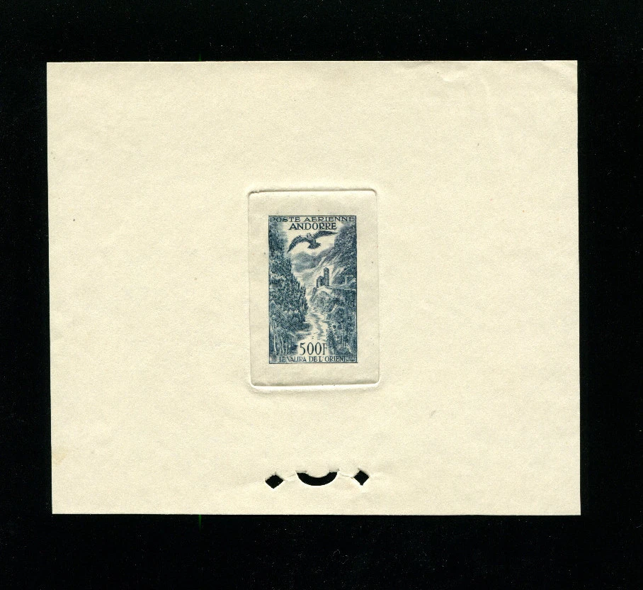Andorra 1957 aves/correo aéreo Scott C4 MUY RARO prueba de lujo Foto 1 de 1
